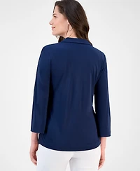 Jm Collection Petite Johnny-Collar Tunic, Exclusively at Macy's