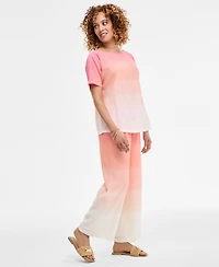 Jm Collection Women's Ombre Crinkle Short-Sleeve Top, Exclusively at Macy's