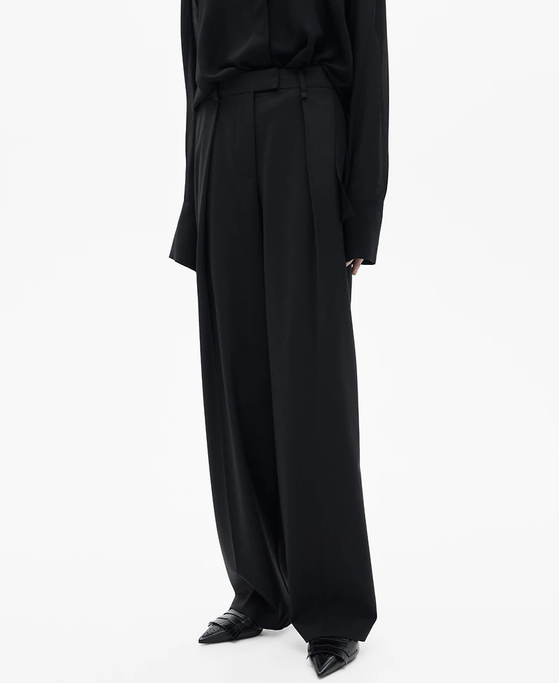 Mango Women's Straight-Fit Pleated Pants