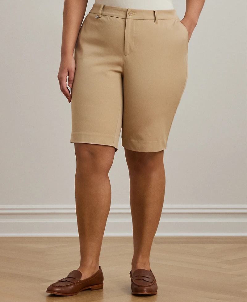 Lauren Ralph Plus-Size Stretch Cotton Shorts