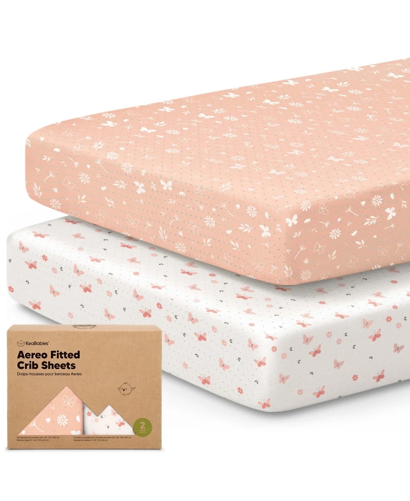 KeaBabies 2pk Aereo Fitted Crib Sheets for Boys, Girls, 52x28 Standard Baby Mattress Sheets, Bamboo Viscose Cotton