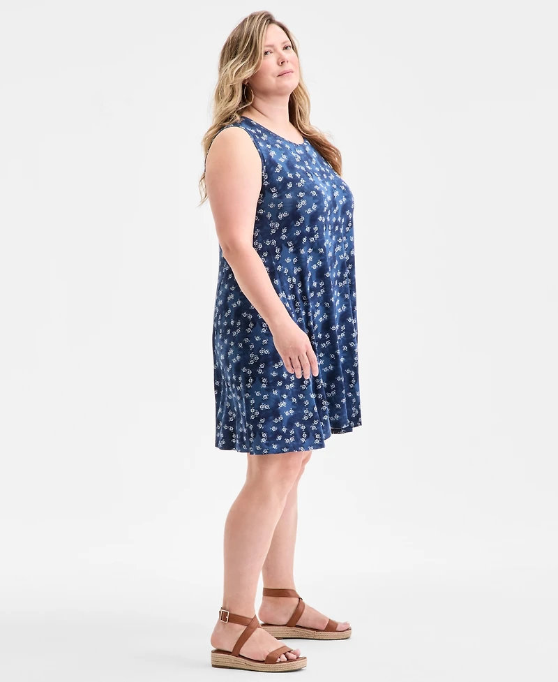 Style & Co Plus Size Printed Sleeveless Flip Flop Dress, Exclusively at Macy's