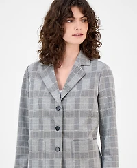 Anne Klein Women's Plaid Triple-Button Notched-Collar Blazer
