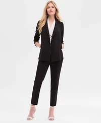 Anne Klein Women's Luxe Twill Notch-Collar One-Button Jacket