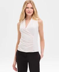 Anne Klein Women's Shirred Surplice-Neck Sleeveless Top