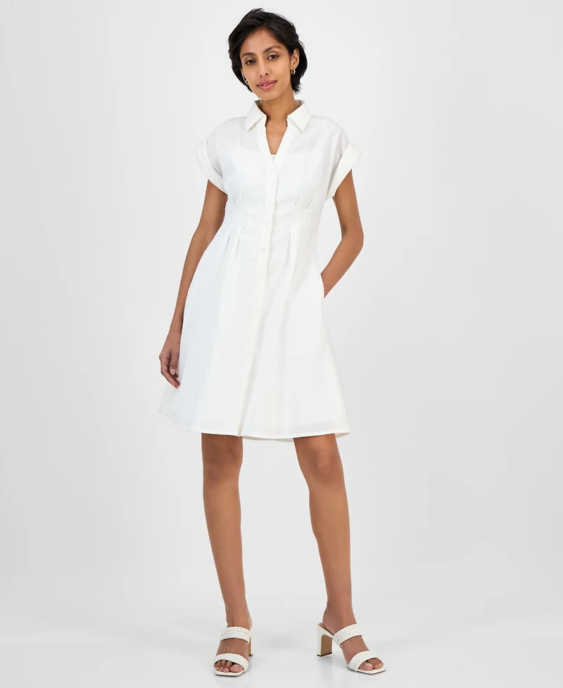 julia jordan Women's Pintuck-Waist Shirtdress