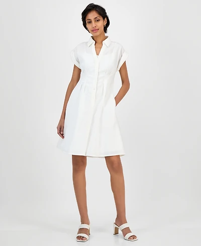 julia jordan Women's Pintuck-Waist Shirtdress
