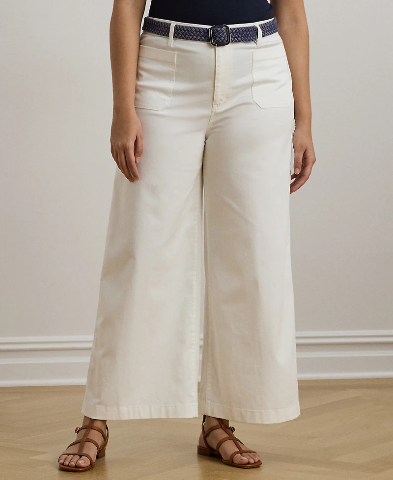 Lauren Ralph Lauren Plus Size Stretch Chino Wide-Leg Cropped Pants