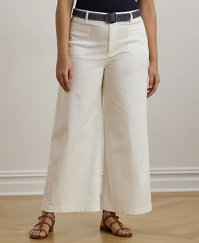 Lauren Ralph Lauren Plus Size Stretch Chino Wide-Leg Cropped Pants