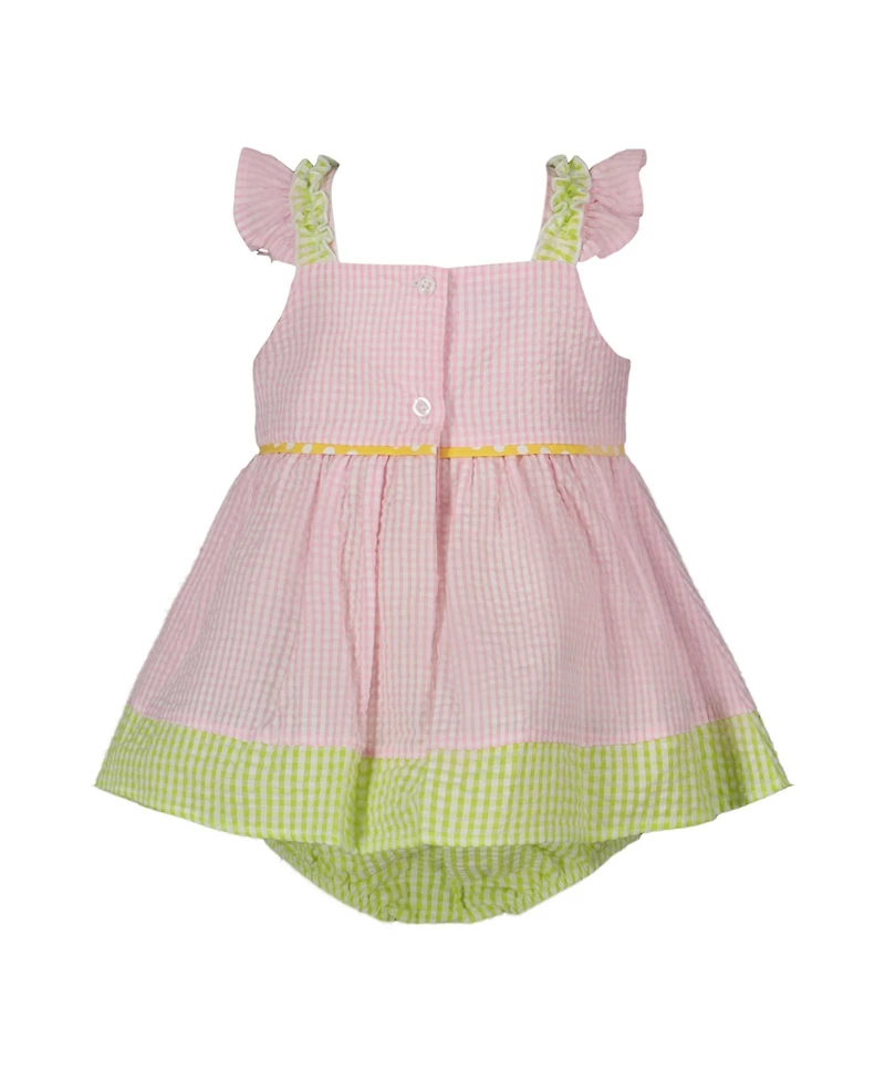 Blueberi Boulevard Baby Girls Seersucker Stripe Daisy Sunsuit