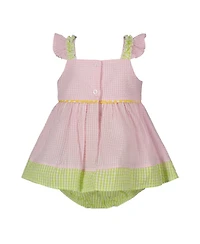 Blueberi Boulevard Baby Girls Seersucker Stripe Daisy Sunsuit
