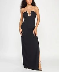 Seni & Cade Juniors' Hardware-Trim Strapless Gown