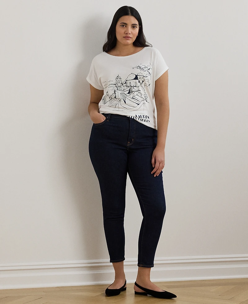 Lauren Ralph Lauren Plus Size Cotton-Blend Jersey Graphic Tee