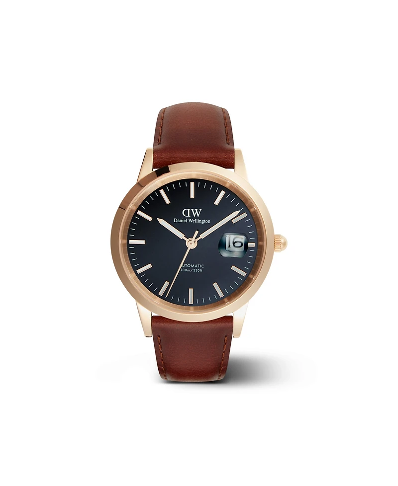 Daniel Wellington Unisex Automatic Brown Genuine Italian Chrome-Free Leather Watch, 40mm