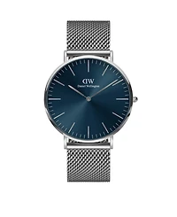 Daniel Wellington Unisex Analog Silver-Tone Stainless Steel Mesh Watch, 40mm