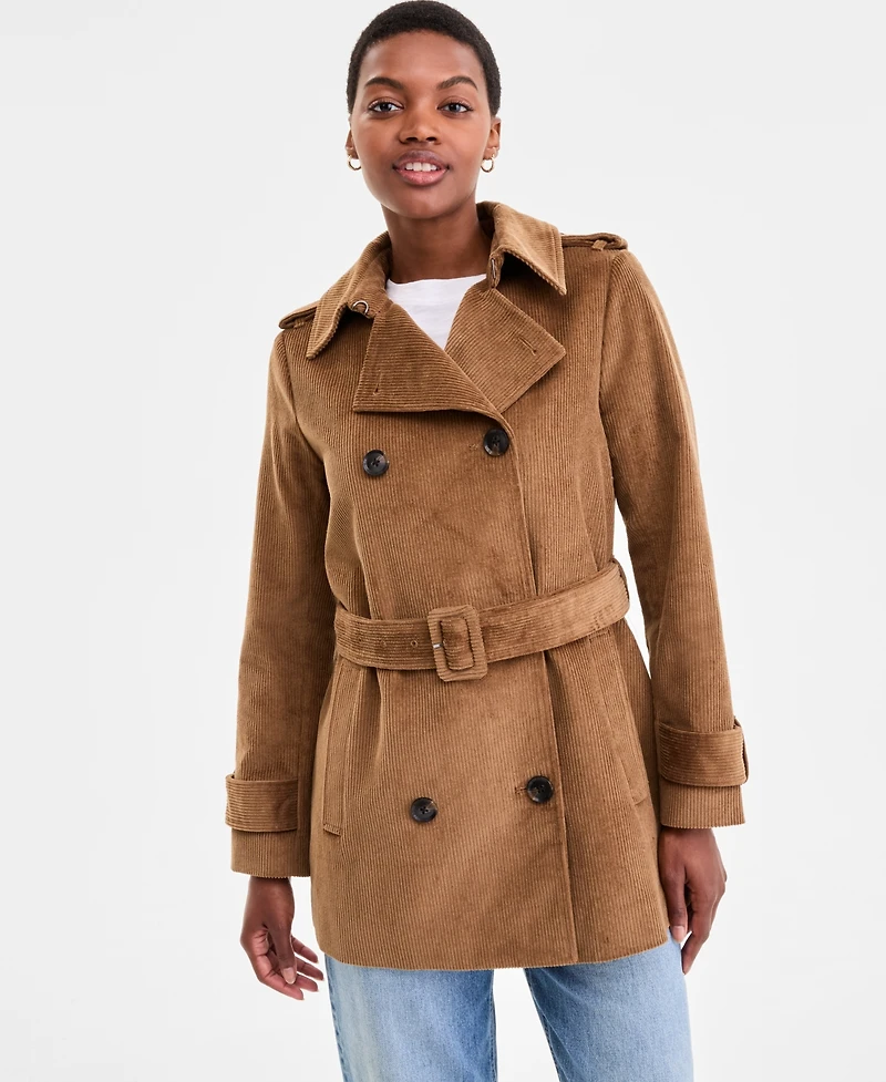 Bcbgmaxazria Women's Belted Corduroy Trench Coat