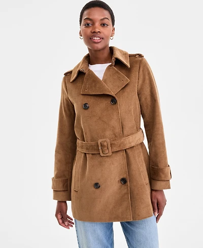 Bcbgmaxazria Women's Belted Corduroy Trench Coat