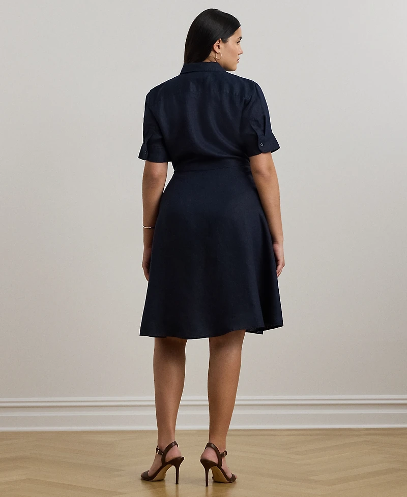 Lauren Ralph Plus-Size 100% Linen Shirtdress