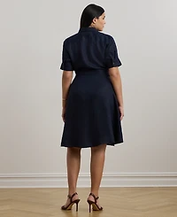 Lauren Ralph Plus-Size 100% Linen Shirtdress