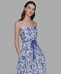 Karl Lagerfeld Paris Women's Floral-Print Square-Neck Midi Dress
