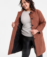 Bcbgmaxazria Plus Button-Front Faux-Suede Jacket