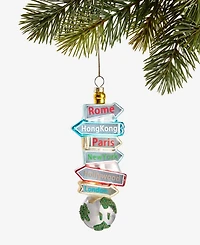 Holiday Lane Around the World Glass Locations Sign Ornament, Macy's Exclusive