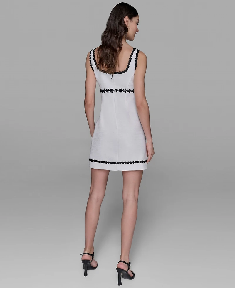 Karl Lagerfeld Paris Women's Tweed Contrast-Trim Square-Neck Dress