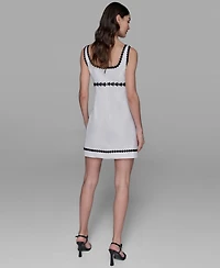 Karl Lagerfeld Paris Women's Tweed Contrast-Trim Square-Neck Dress