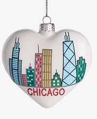 Holiday Lane Chicago Skyline Glass Heart Ornament, Macy's Exclusive