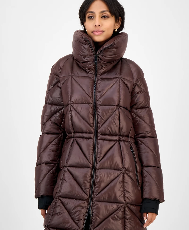 Bcbg Women's Quilted Thumbhole-Cuff Puffer Coat