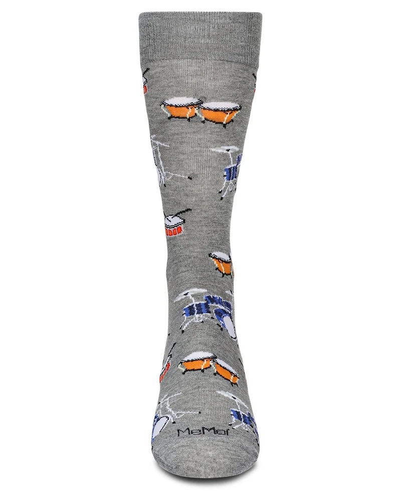 MeMoi Men's Embroidered Drums Crew Socks