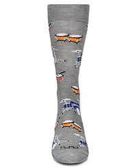 MeMoi Men's Embroidered Drums Crew Socks