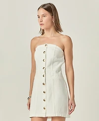 English Factory Women's Strapless Button-Front Sheath Dress