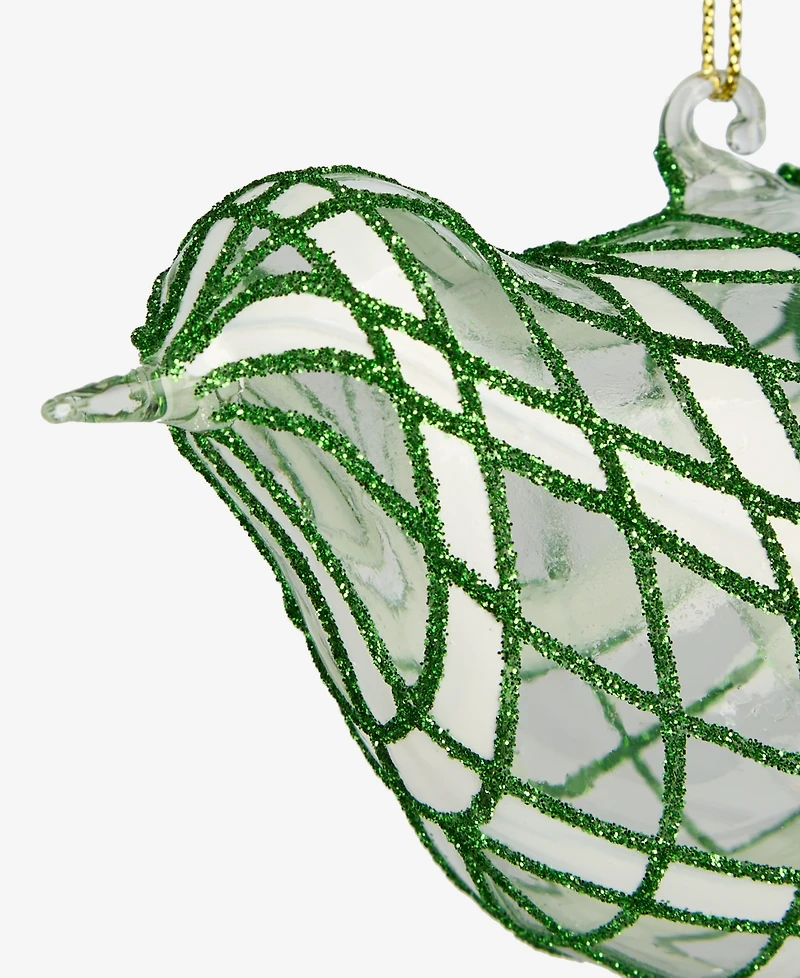 Holiday Lane Enchanted Emerald Glittered Glass Bird Ornament, Macy's Exclusive