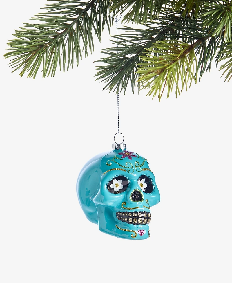 Holiday Lane Day of the Dead Glass Skull Ornament, Macy's Exclusive