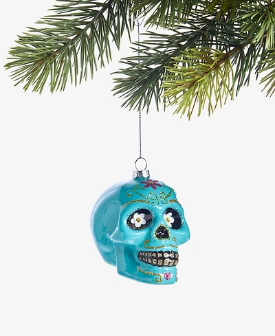 Holiday Lane Day of the Dead Glass Skull Ornament, Macy's Exclusive