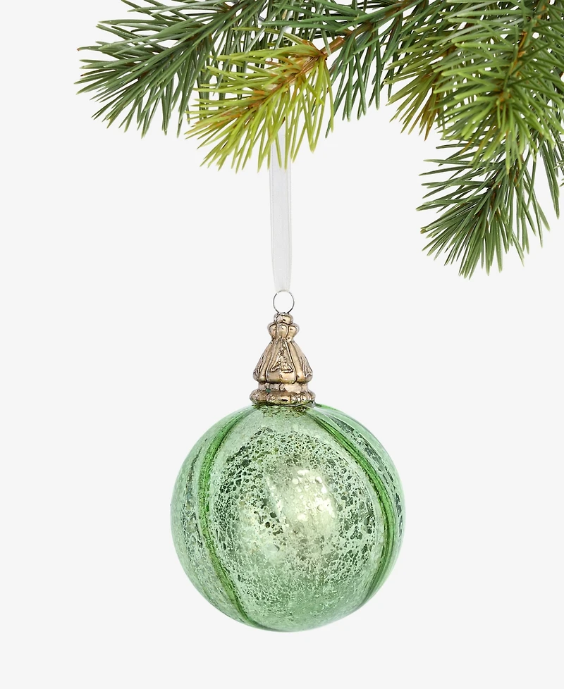 Holiday Lane Enchanted Emerald Green and Silver Ball Ornament, Macy's Exclusive