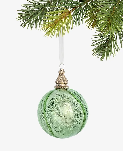 Holiday Lane Enchanted Emerald Green and Silver Ball Ornament, Macy's Exclusive