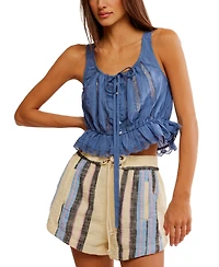 Free People Women's Alana Lace-Trim Cotton Sleeveless Top
