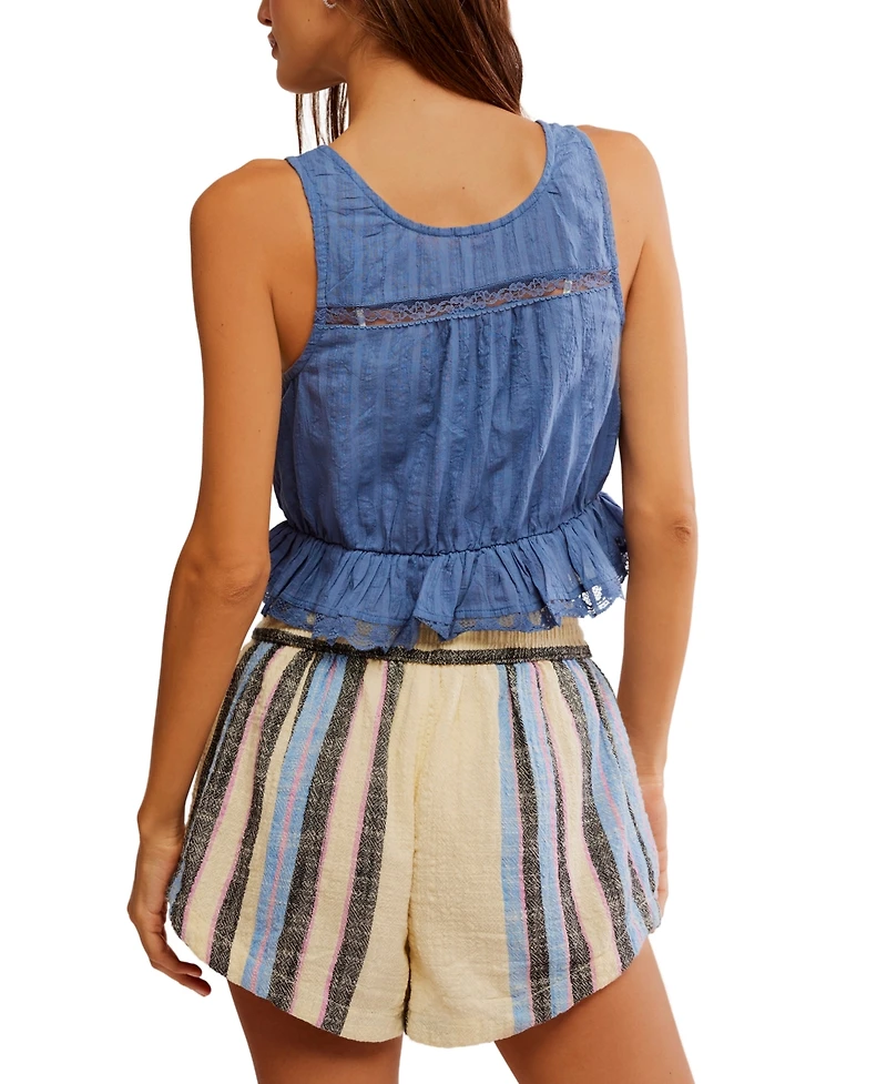 Free People Women's Alana Lace-Trim Cotton Sleeveless Top