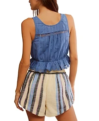 Free People Women's Alana Lace-Trim Cotton Sleeveless Top