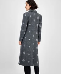 CeCe Women's Single-Breasted Sparkle Boucle Maxi Coat