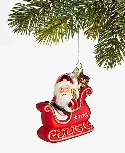 Holiday Lane Macy's Glass Santa's Sleigh Ornament, Macy's Exclusive