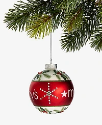 Holiday Lane Macy's 2025 Glass Holly Ball Ornament, Macy's Exclusive