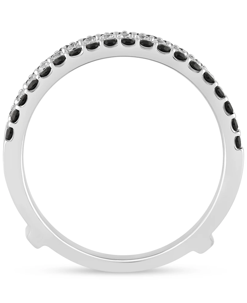 Black & White Diamond Guard Ring (1 ct. t.w.) in 14k White Gold