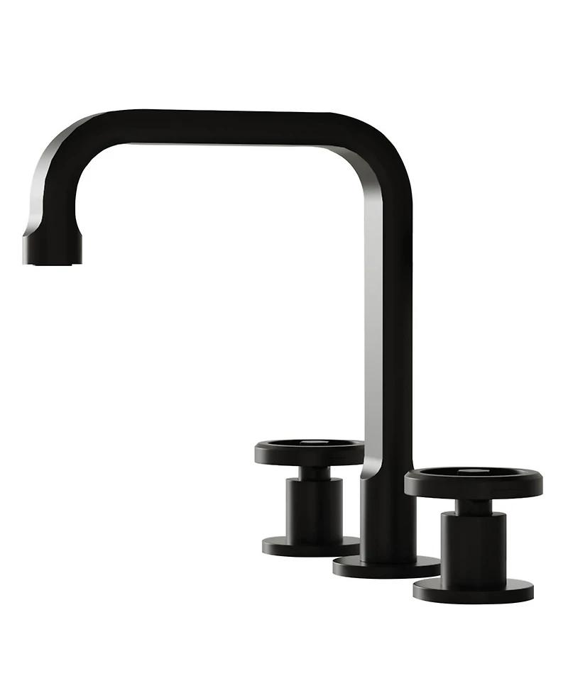 Industry Style 8 in. Widespread Double Handle High-Arc Bathroom Faucet Water-Saving With Drain Kit in Matte Black