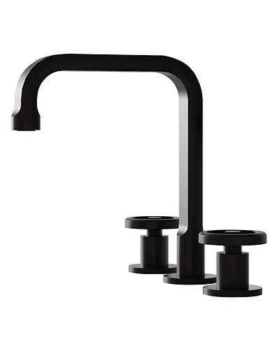 Industry Style 8 in. Widespread Double Handle High-Arc Bathroom Faucet Water-Saving With Drain Kit in Matte Black