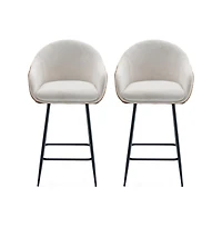 Set of 2 Modern Counter Height Bar Stools, Two-Tone Design for Kitchen Island & Home Bar-The Pop Home