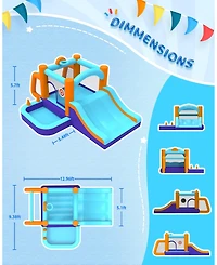 Ltmate Global Inc. Bounce House with Blower, Kids Inflatable Bouncy House with Slide, Jump Bouncy Castle with Ball Pit Pool, Basketball Hoop, Football