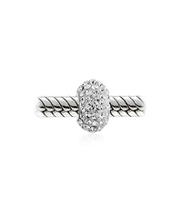 Bling Jewelry Set of 4 White Crystal Spacer Charm Bead .925 Sterling Silver Core